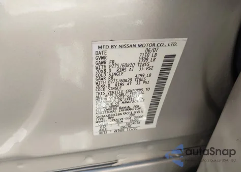 2008 Infiniti Qx56 z USA, uszkodzony, nr VIN 5N3AA08D18N901985